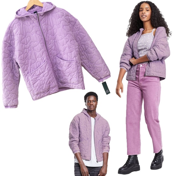NWT Wild Fable Hooded Quilted Jacket - Light Purple - Size M - Picture 1 of 9